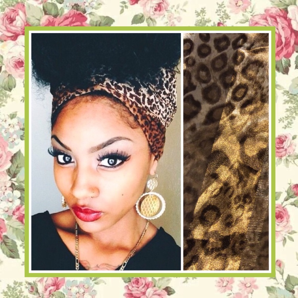 🌺 ANIMAL PRINT LEOPARD HEAD WRAP SCARF SHINNY GOLD MULTIPURPOSE DIVA QUEEN MOM